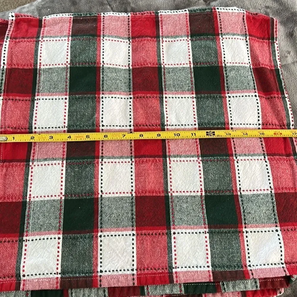 Set of 5 Bold & Vibrant White Green Red Plaid Cotton Cloth Christmas Napkins